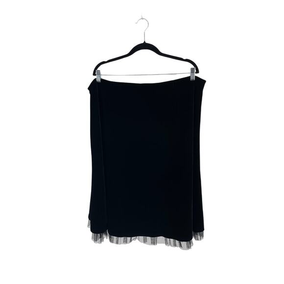 Midi Black Velvet Skirt with Tulle Ruffle: Plus 2X - Holiday - Sexy - Flirty - Picture 2 of 6